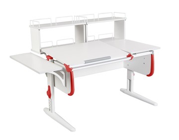 Детский стол-трансформер 1/75-40 (СУТ.25)  + Polka_b 1/550 + Polka_zz 1/600 (2 шт.) белый/белый/Красный в Туле