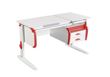 Детский стол-трансформер 1/75-40 (СУТ.25) + Tumba 3  белый/белый/Красный в Туле