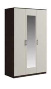 Шкаф 3 двери Светлана, с зеркалом, венге/дуб молочный в Туле