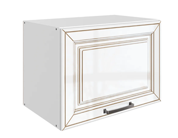 Шкаф кухонный Атланта L500 Н360 (1 дв. гл.) эмаль (белый/белый глянец патина золото) в Туле