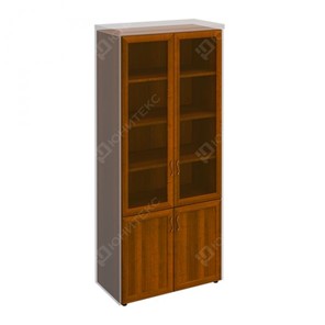 Шкаф для документов со стеклянными дверьми в рамке Мастер, темный орех (90х45х208) МТ 379 в Туле