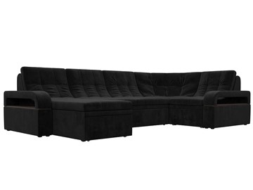 П-образный диван Лига-035, Черный (велюр) в Туле