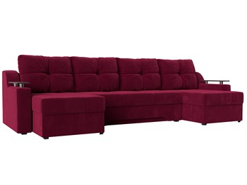 Большой П-образный диван Сенатор, Бордовый (Микровельвет) боннель в Туле