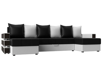 П-образный диван Венеция боннель, Черный\Белый (Экокожа) в Туле