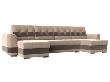 П-образный диван Честер, Бежевый/коричневый (велюр) в Туле