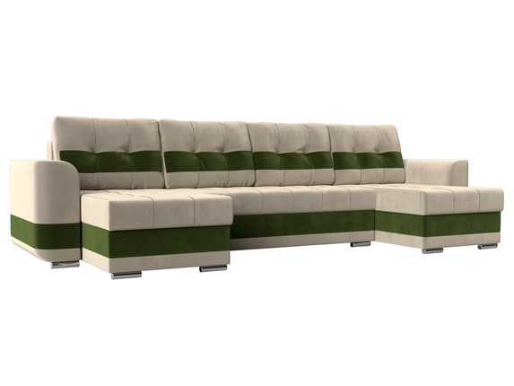 П-образный диван Честер, Бежевый/зеленый (вельвет) купить по низкой цене за123209 р в Туле - Дом Диванов
