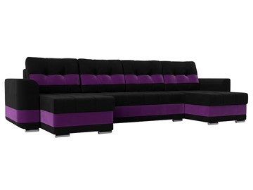 П-образный диван Честер, Черный/фиолетовый (вельвет) в Туле