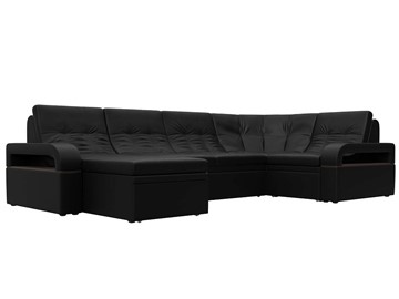 П-образный диван Лига-035, Черный (Экокожа) в Туле