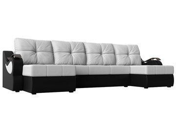 П-образный диван Меркурий П, Белый/черный (экокожа) в Туле