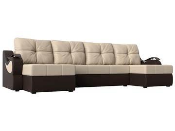 П-образный диван Меркурий П, Бежевый/коричневый (экокожа) в Туле