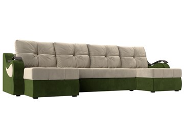 П-образный диван Меркурий П, Бежевый/зеленый (вельвет) в Туле