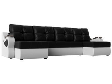 П-образный диван Меркурий П, Черный/белый (экокожа) в Туле