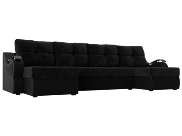 П-образный диван Меркурий П, Черный\Черный (Велюр\Экокожа) в Туле