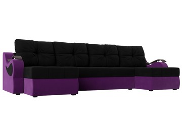 П-образный диван Меркурий П, Черный/фиолетовый (вельвет) в Туле