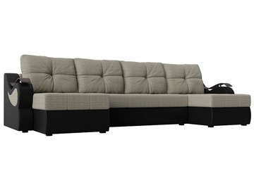 П-образный диван Меркурий П, Корфу 02 (рогожка)/черный (экокожа) в Туле
