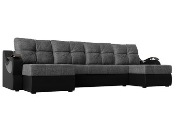 П-образный диван Меркурий П, Серый/черный (рогожка/экокожа) в Туле