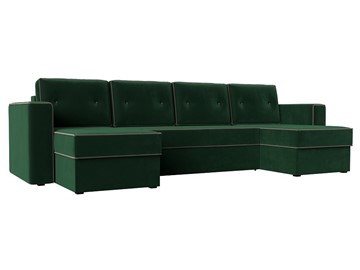 П-образный диван Принстон, Зеленый\Коричневый (Велюр) боннель в Туле