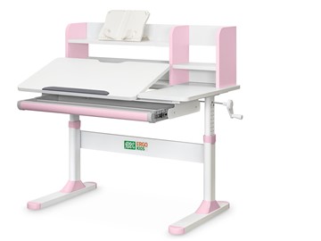Растущий стол Ergokids TH-330 Pink TH-330 W/PN, столешница белая / накладки на ножках розовые в Туле
