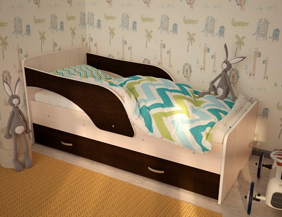 Кровать детская Максимка, корпус Млечный дуб, фасад Венге в Туле - изображение