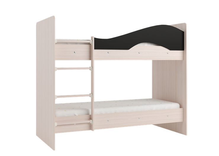 Детская  двухъярусная кровать Мая с 2 ящиками на щитах, корпус Млечный дуб, фасад Венге в Туле - изображение 3