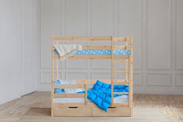 Детская двухъярусная кровать без крыши с ящиками, без покраски в Туле - предосмотр