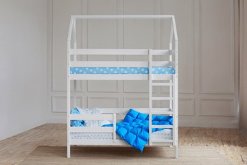 Детская двухъярусная кровать Домик, цвет белый в Туле