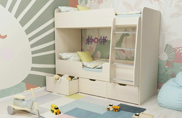 Двухэтажная детская кровать Малыш двойняшка 70х160, корпус Дуб молочный, фасад Дуб молочный в Туле
