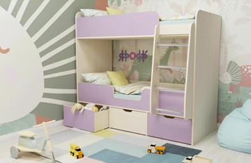 Детская 2-этажная кровать Малыш двойняшка 70х160, корпус Дуб молочный, фасад Ирис в Туле