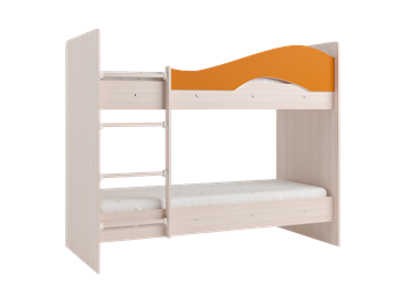 Двухъярусная детская кровать Мая с 2 ящиками на щитах, корпус Млечный дуб, фасад Оранжевый в Туле - предосмотр 2