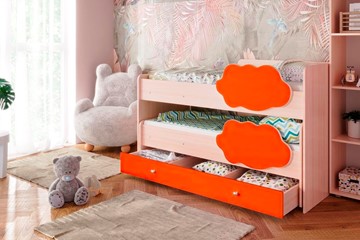 Детская двухэтажная кровать Соник 1.6 с ящиком, Оранжевый в Туле
