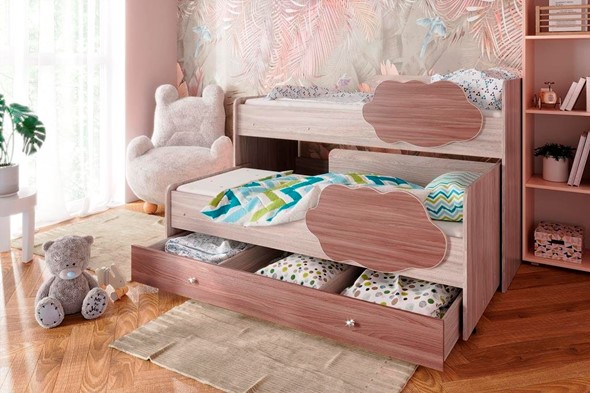 Детская двухэтажная кровать Соник 1.6 с ящиком, Ясень Шимо в Туле - изображение