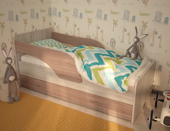 Детская кровать Максимка, корпус Шимо светлый, фасад Шимо темный в Туле - изображение
