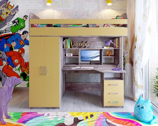 Детская кровать-чердак Аракс, каркас Бетон, фасад Зира в Туле - изображение