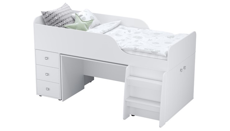 Кровать-чердак с рабочей зоной POLINI Kids Simple 4500 Белый в Туле - изображение 6