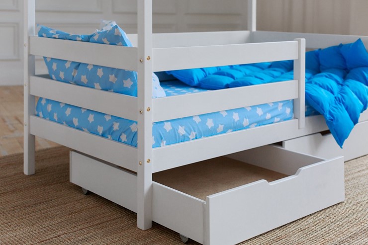 Кровать детская Домик с ящиками, цвет белый в Туле - изображение 3