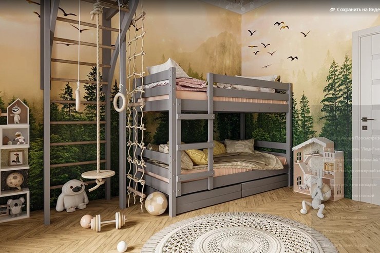 Кровать в детскую Джуниор двухъярусная с ящиками (Антрацит) в Туле - изображение 1