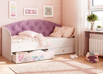 Кровать детская односпальная Эльза без бортика, Фиолетовый (латы) в Туле