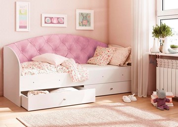 Детская кровать односпальная Эльза без бортика, Розовый (латы) в Туле