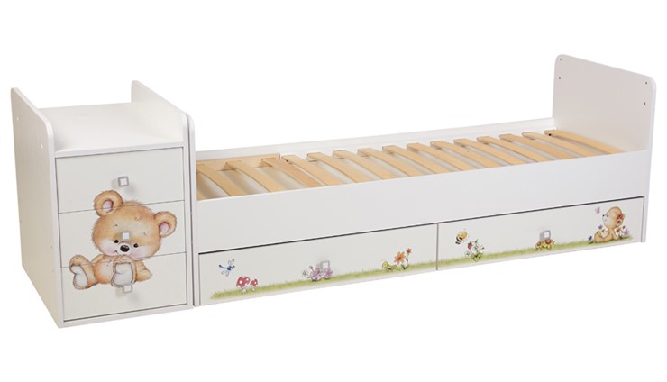 Кровать детская Фея 1100 Медвежонок Белый в Туле - изображение 2
