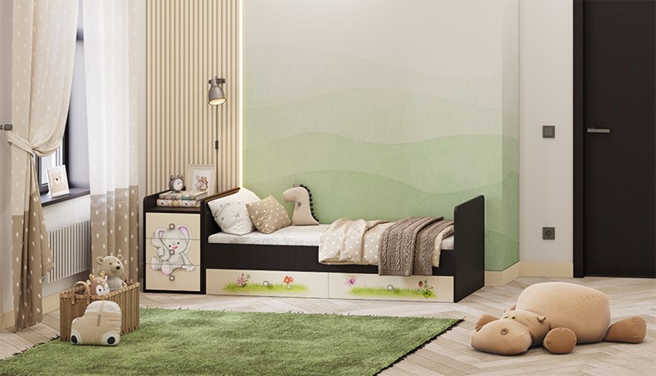 Кровать детская Фея 1100 Зайчонок Венге-бежевый в Туле - изображение 5