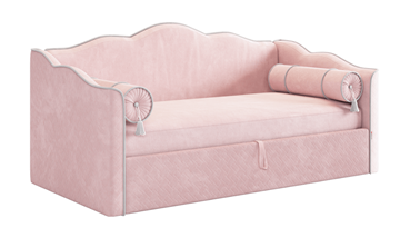 Кровать в детскую с подъемным механизмом Лея (Софа) 90х200 (нежно-розовый (велюр)/галька (велюр)) в Туле