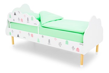 Кровать детская Stumpa Облако "Домики розовый, бирюзовый" в Туле