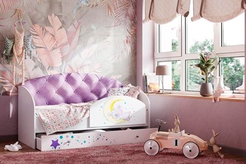 Детская кровать с ящиками Звездочка с бортиком, Фиолетовый в Туле