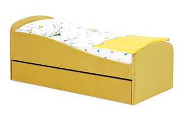 Кровать в детскую с ящиком Letmo горчичный (велюр) в Туле