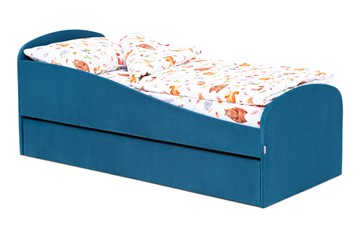 Мягкая кровать с ящиком Letmo морской (велюр) в Туле