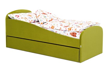 Мягкая кровать с ящиком Letmo оливковый (велюр) в Туле