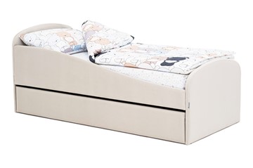 Мягкая кровать с ящиком Letmo ванильный (велюр) в Туле