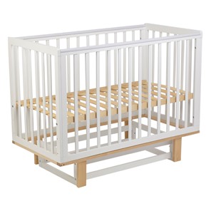 Кровать для новорожденных серия 3400 POLINI Kids Simple 340 с маятником Белый / Натуральный в Туле