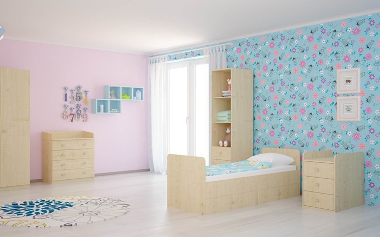 Кровать для новорожденных с комодом POLINI Kids Simple 1100 Натуральный в Туле - изображение 4
