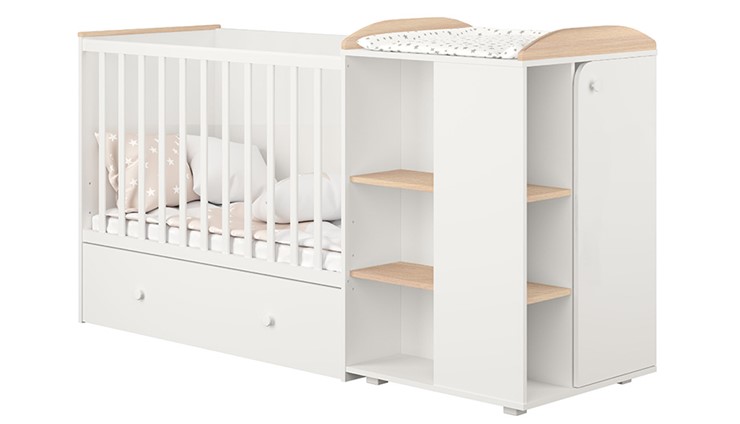 Многофункциональная кровать с комодом POLINI Kids Ameli 800 Белый / Дуб пастельный, серия AMELI в Туле - изображение 1